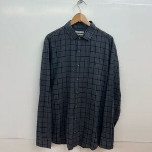 Men's Dark Gray Checkered Button Down Shirt
